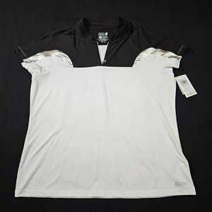 NWT IZOD XFG Women's Golf Shirt XL Cool FX White with Black Qtr Zip
